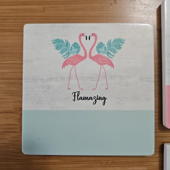 Flamingo Coasters Set of 4 - Picture 2 of 4